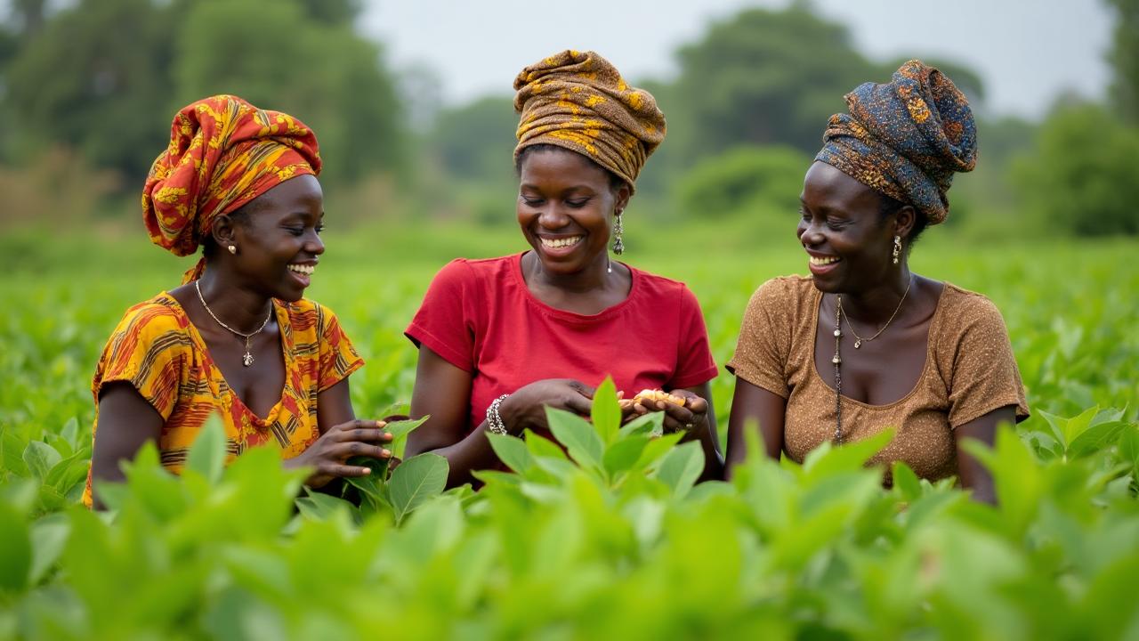 African women farmers working together in agricultural field